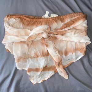Tie-dye brown and cream crop top